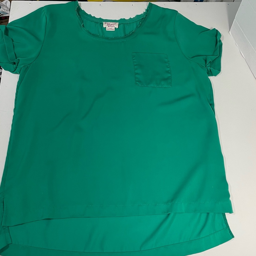 Original Penguin Kelly Green Silk Blouse Large - Picture 4 of 7